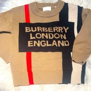 LIKE NEW! Burberry Rolfe Icon stripe Crew sweater size 6Y 100% wool